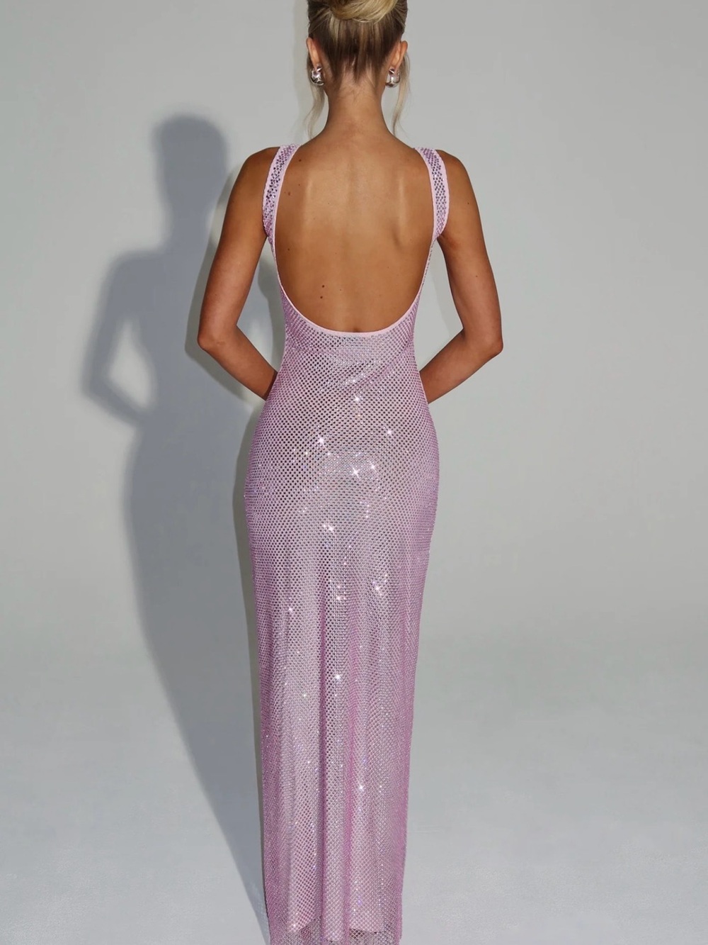 Sequin Square-Neck Maxi Dress - Light Pink - Picture 4 of 4